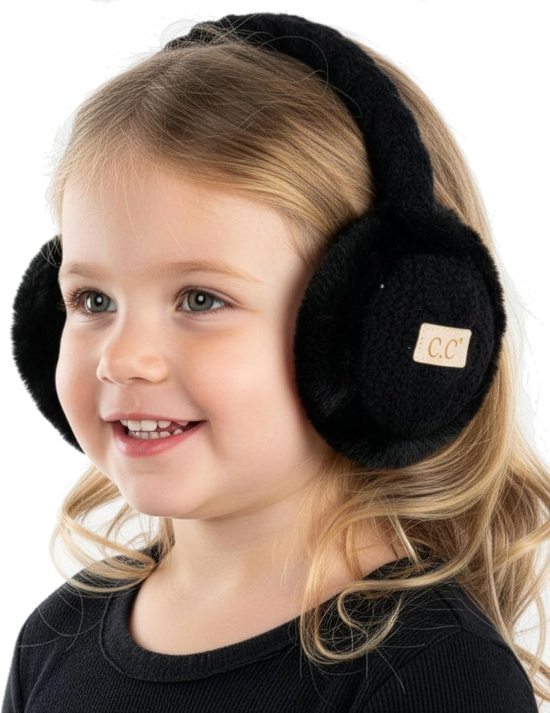 Funky Junque Winter Ear Muffs for Kids Girl Boy Fuzzy Cozy Warm Earmuffs Adjustable Cold Weather Ear Warmer Ages 4-12 - Image 1
